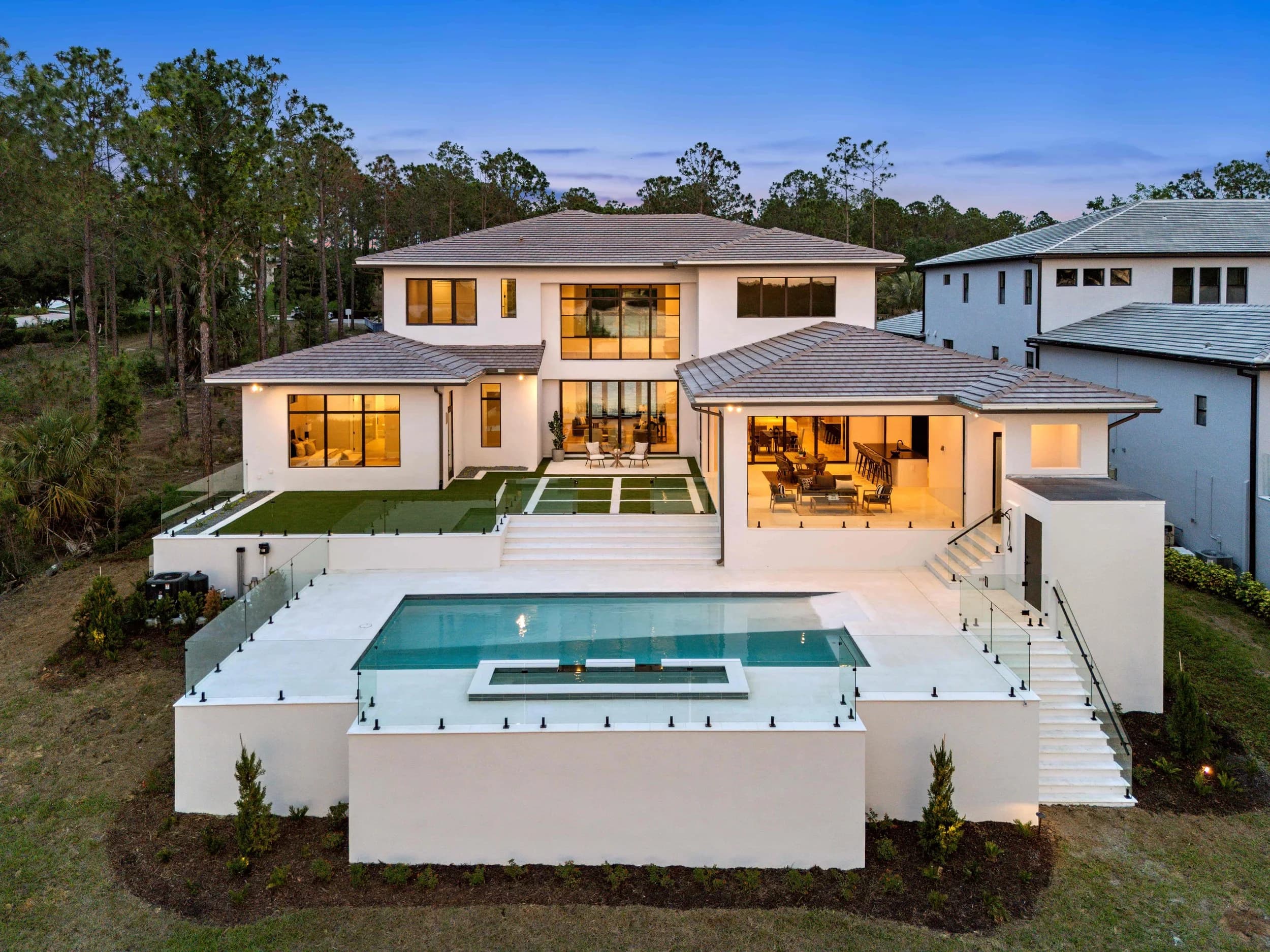 Model home at twilight